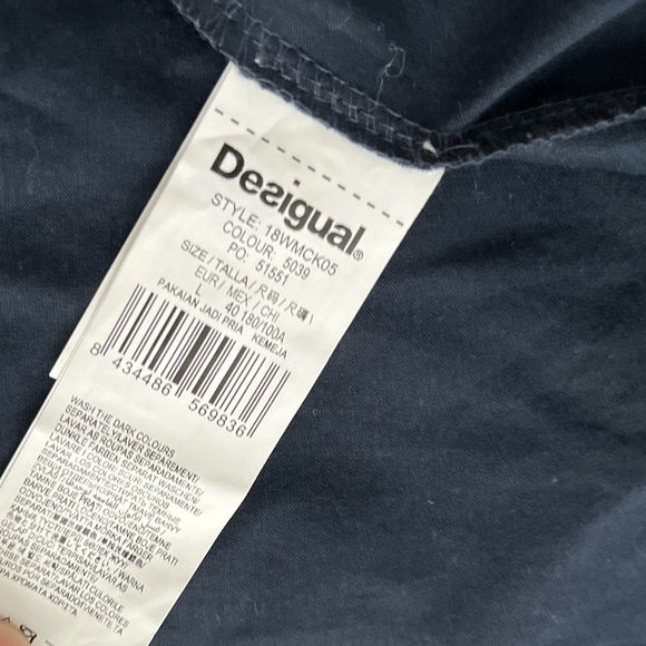 NWT - Desigual Men’s Graphic T Shirt Patchwork Long Sleeve Shirt - Size L - Picture 9 of 11